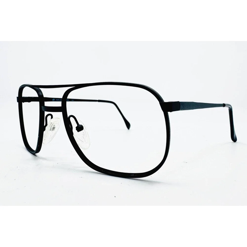 ArtCraft Eyeglass Frames Mens Black Aviator Double Bridge USA 145 52-18